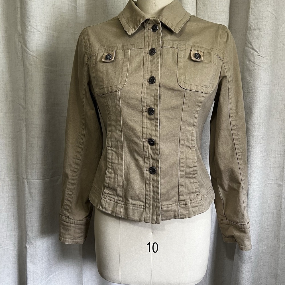Live A Little Women's Brown Jacket Size L Western Denim Style Basic Long Sleeve